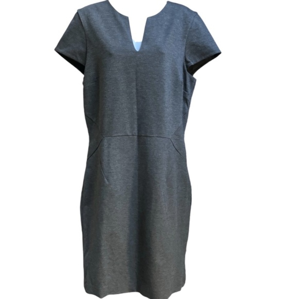 Banana Republic NWT Heather Gray Cap Sleeve Notch Collar Sheath Dress 12T Tall